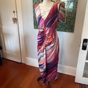 VENUS Rainbow Resort Maxi dress with left side leg slit size Large